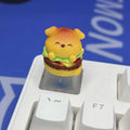 Cute Cat Burger Keycap Original Cartoon Transparent Mechanical Keyboard Customized Handmade Keyboard Accessories Gift Keycap